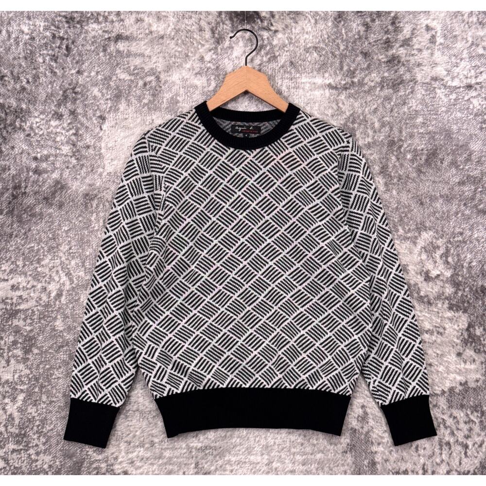 Agnes B Jumper Sweater XS / Small Womens Cotton Jacquard Knit Crewneck